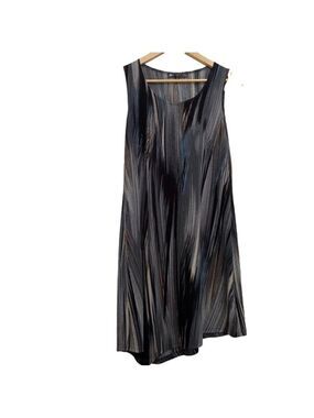 FLYING 7 Montreal dress sleeveless lightweight multi neutral tones asymmetric M